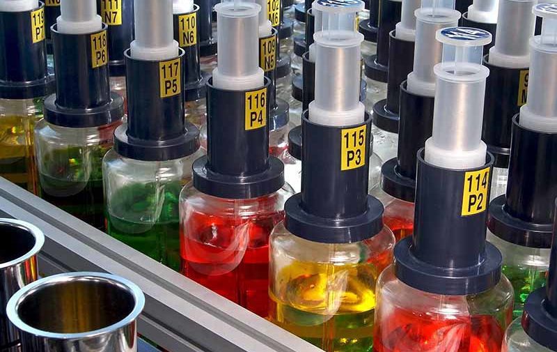 Autolab liquid filled color vials.