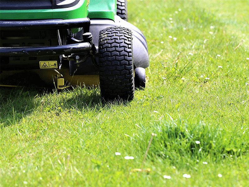 green lawn mower on green grass