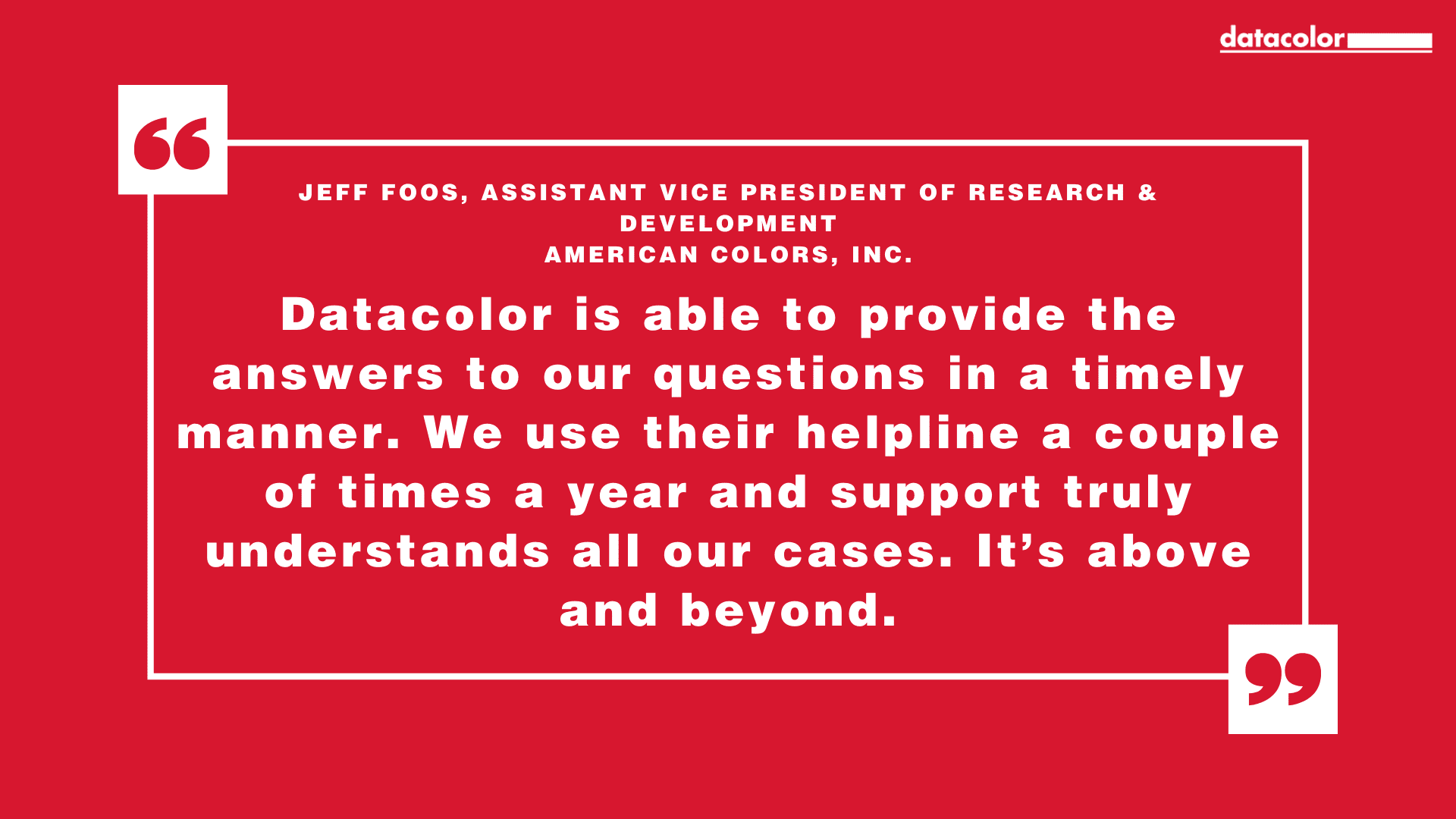 Jeff Foos, vicepresidente aggiunto del reparto Ricerca e Sviluppo di American Colors